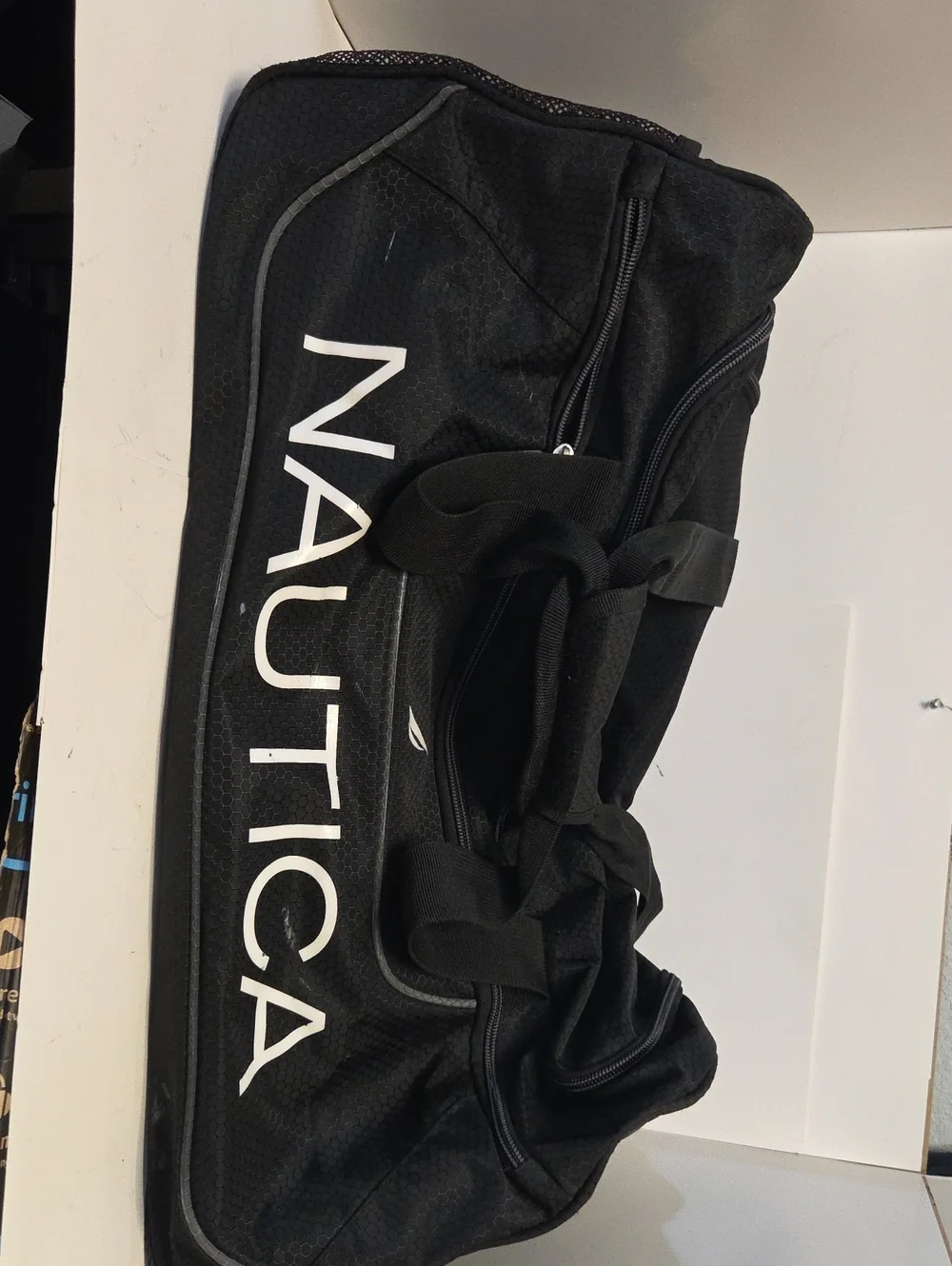 Nautica Black Men’s Duffel with White Logo 20x10x10 In